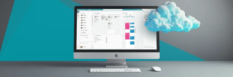Ein Computer mit dem DS4 Programm mit einer blauen Wolke schräg davor