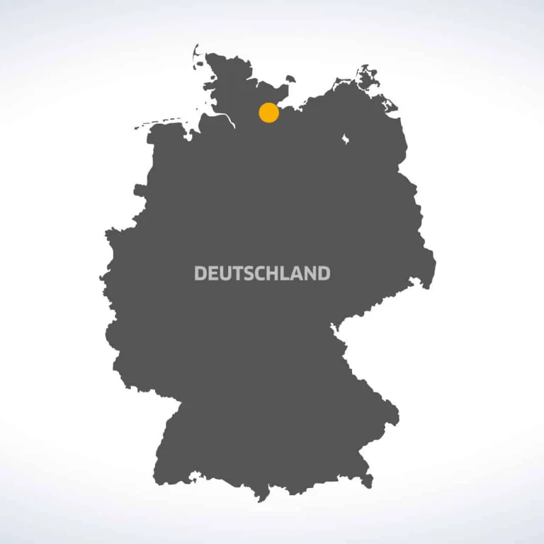 Deutschlandkarte mit eingezeichnetem Standort