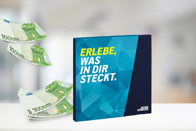 Jochen Schweizer Erlebnisbox oder 500 Euro Geldscheine als Praemie fuer das weiterempfehlen von Dampsoft