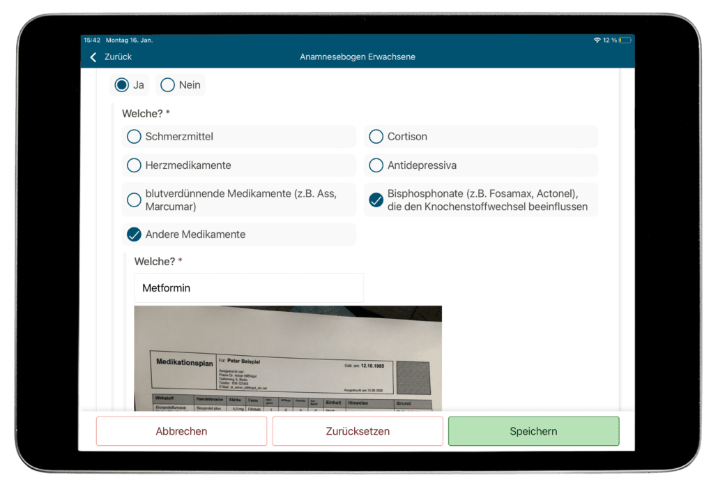 Digitale Anamnesebogen in der Athena-App