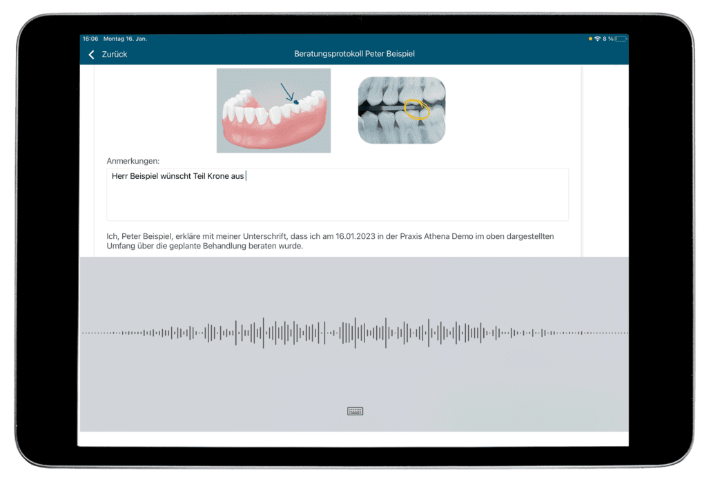 Digitales Beratungsprotokoll in der Athena-App