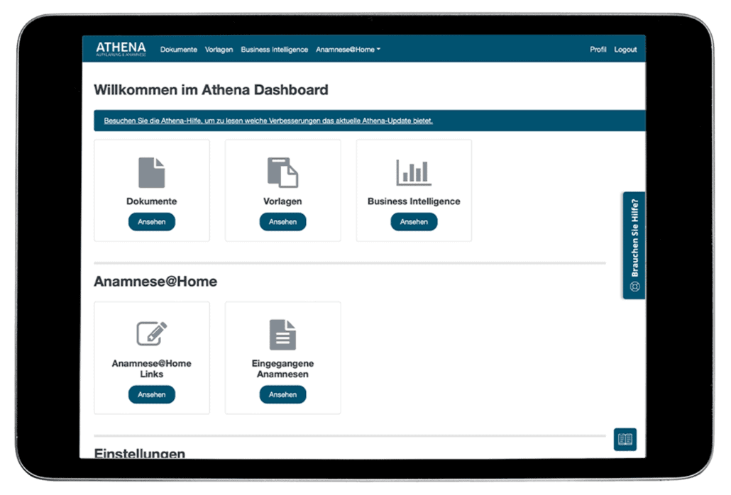 Dashboard in der Athena-App