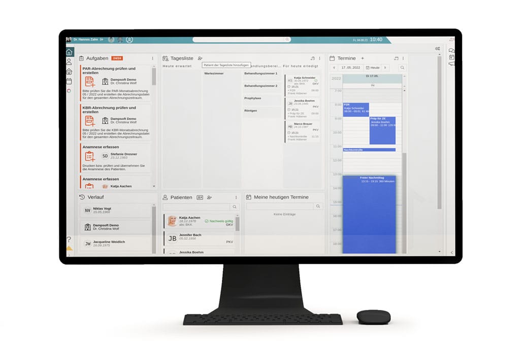 DS4 Praxisverwaltungssoftware - Tageliste auf dem Desktop