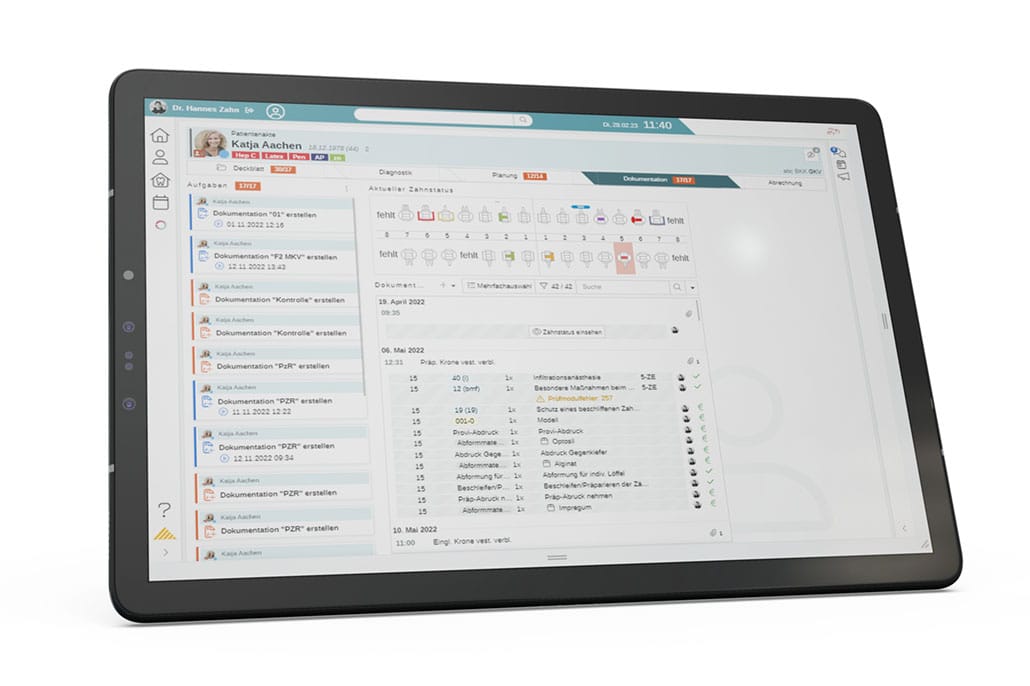 DS4 Praxisverwaltungssoftware - Dokumentation auf dem Tablet