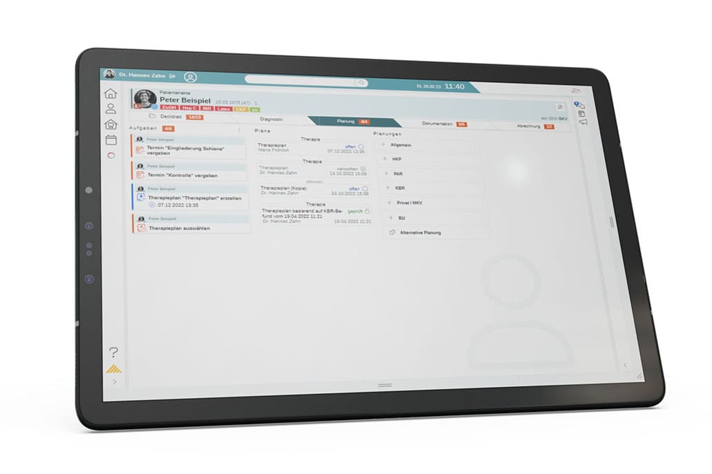 DS4 Praxisverwaltungssoftware - Dokumentation auf dem Tablet