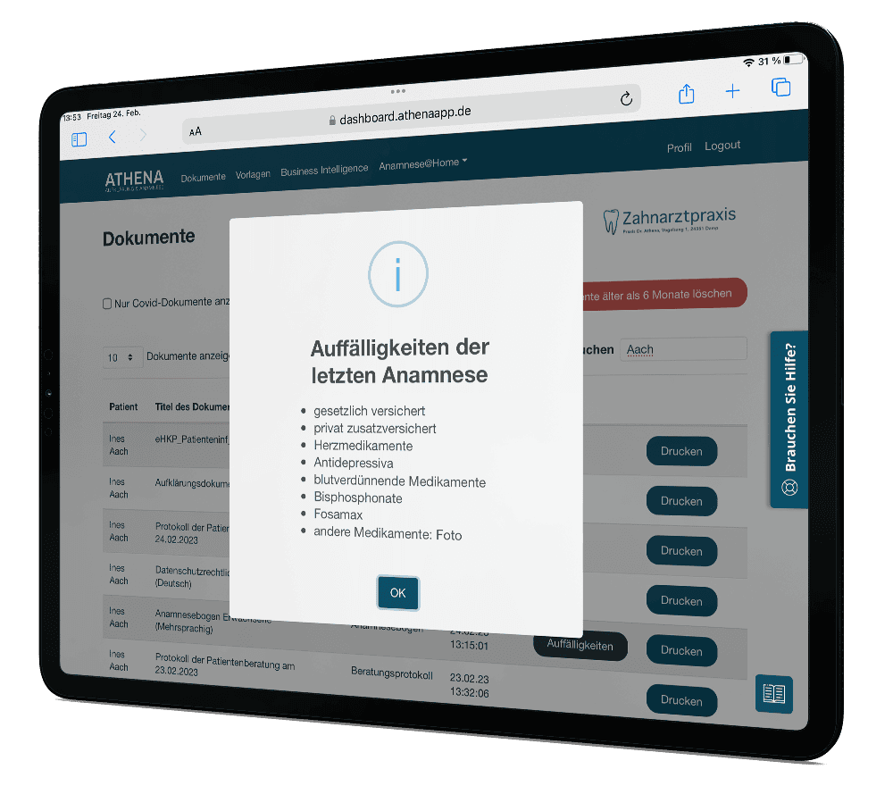 Athena: Digitale Anamnese