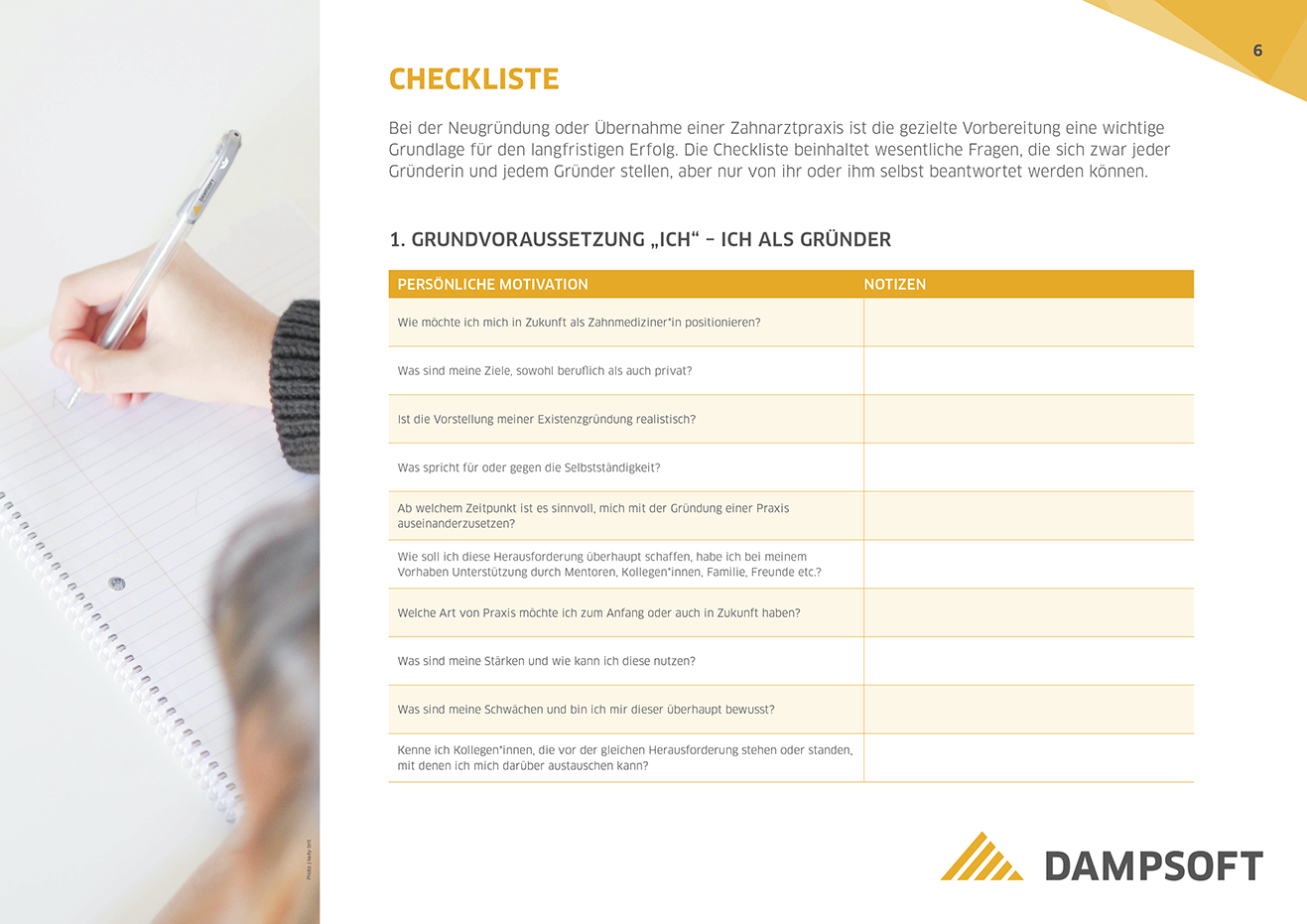 Dampsoft-Checkliste für Praxisgruender