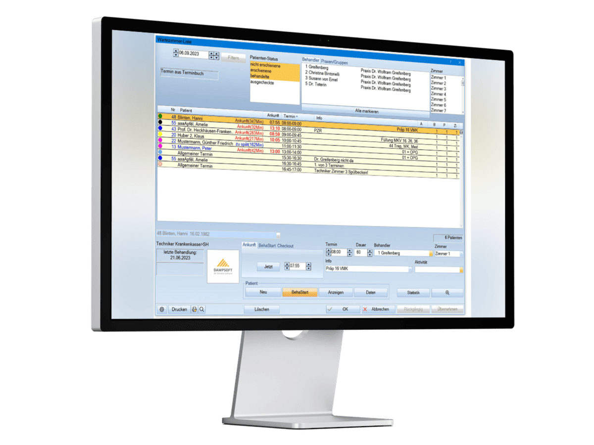 DS-Win Erweiterung Terminmanagement: Funktion Wartezimmer